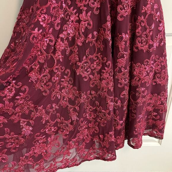 Nova Luxe Burgundy Lace Dress - Picture 3 of 12